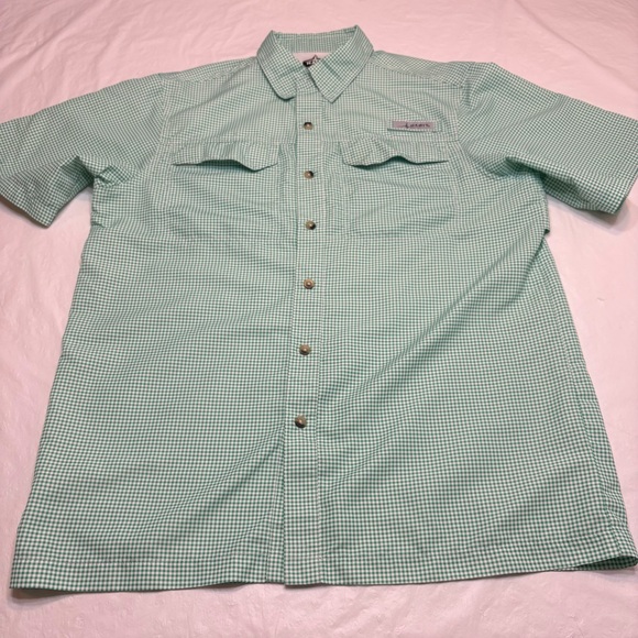 Habit Vented Fishing Shirt Green Checkered Short Sleeve Camping Outdoors Mens M - Picture 1 of 8